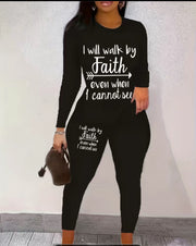 Letter Print Casual Two-piece Set, Split Long Sleeve Tops & Slim Long Length Pants Outfits, Women's Clothing