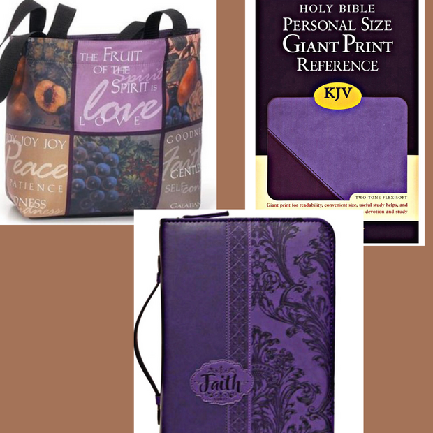 Spring Special: Violet Set KJV Bible, Tote bag, Bible Case