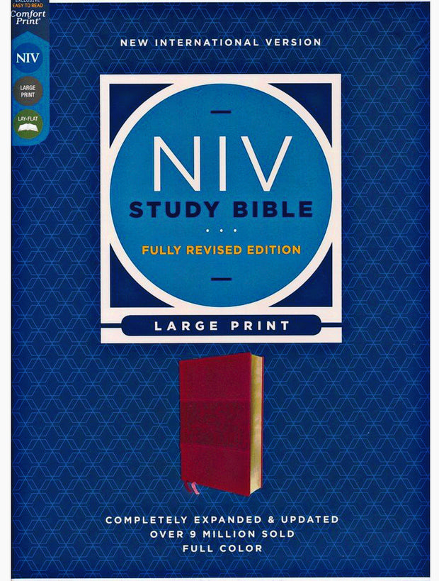 NIV Large-Print Study Bible, Fully Revised Edition, Comfort Print--soft leather-look, burgundy (red letter)