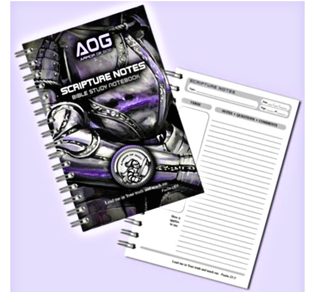 Armor of God Scripture Notes Bible Study Notebook, Violet and Black