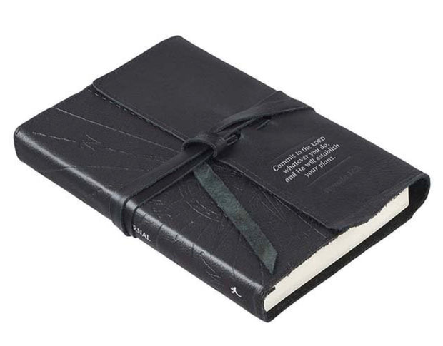 Commit to the Lord Journal, Genuine Leather, black with Wrap Closure