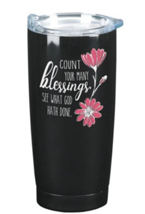 Count Your Many Blessings Black Tumbler