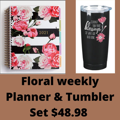 Floral Planner & Tumbler Set