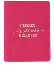 Blesssed is She Who Believes Handy Journal, LuxLeather Pink