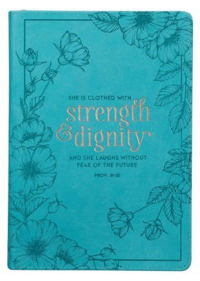 She Is Clothed With Strength And Dignity Zipper Journal, Teal