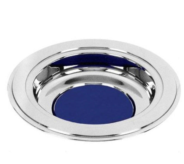 Silver Tone Offering Plate, Blue Pad