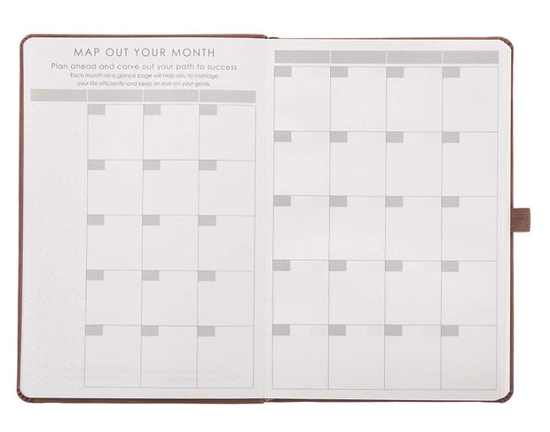 Faux Leather Undated Baxter Planner, Brown