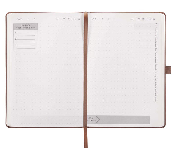 Faux Leather Undated Baxter Planner, Brown