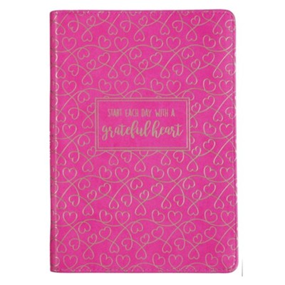 Start Each Day With a Grateful Heart Zippered Journal, LuxLeather Pink