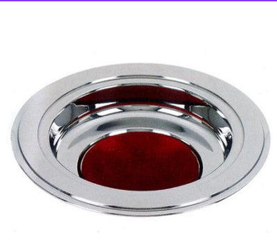 Silver Tone Offering Plate, Burgundy Pad