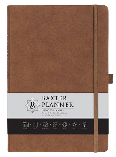 Faux Leather Undated Baxter Planner, Brown